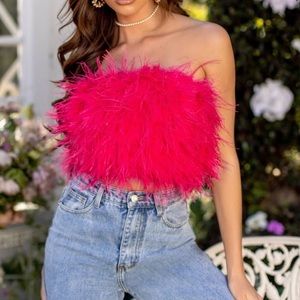 CLUB LONDON hot pink feather top